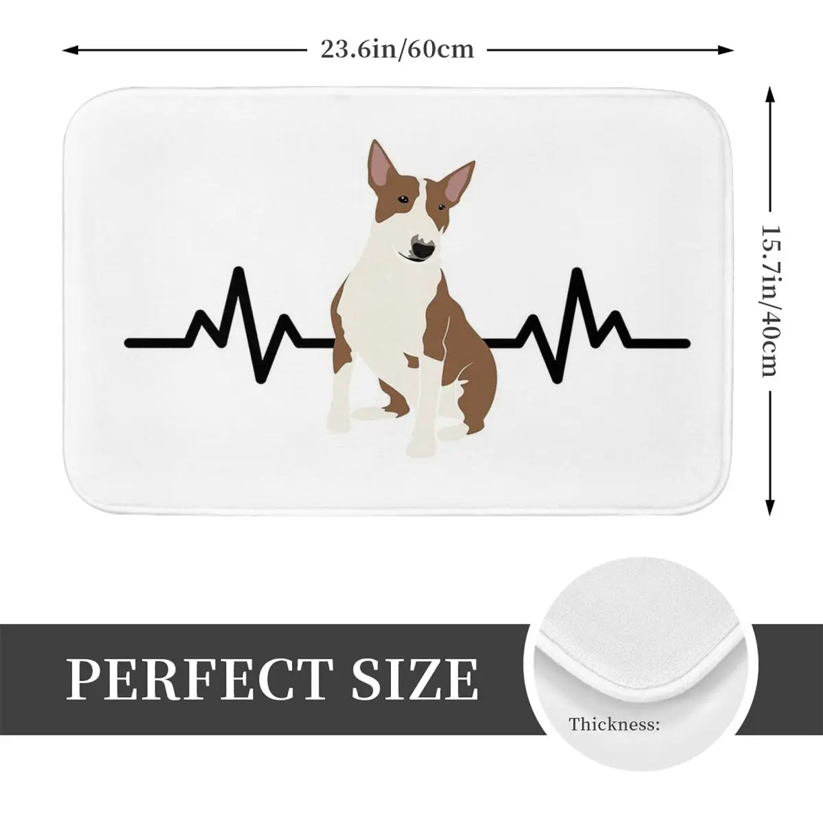 Staffordshire Bull Terrier Dog Heartbeat Anti-slip Doormat Floor Mat Carpet Rug for Kitchen Entrance Home Bedroom Footpad Mats