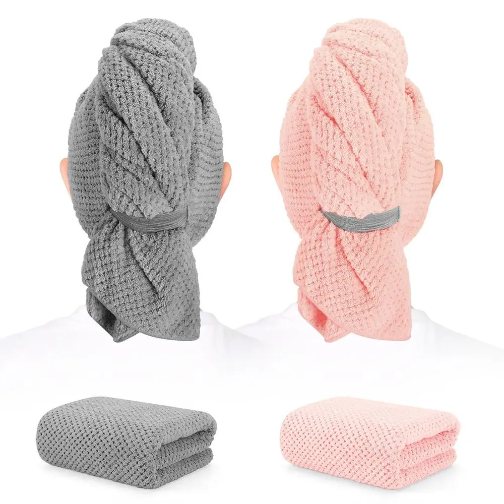 2 Pack Microfiber Hair Towel - 41x24 Inches, Super Soft, Absorbent, Fast Drying, Ideal for Long, Thick, Curly Hair - Hair Turban
