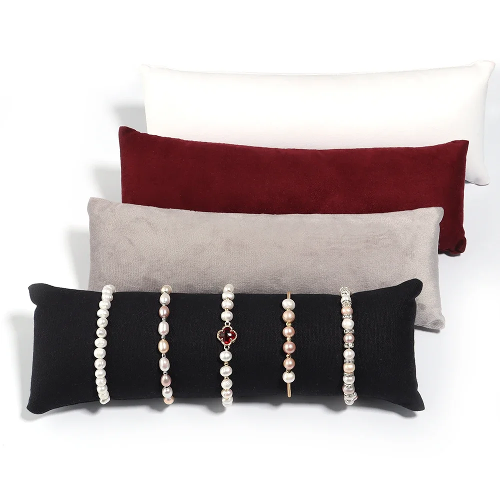 

Jewelry Pillow Stand Velvet PU Leather Holder Organizer Bracelet Case Bangle Anklet Watch Display Photography Prop Wholesale