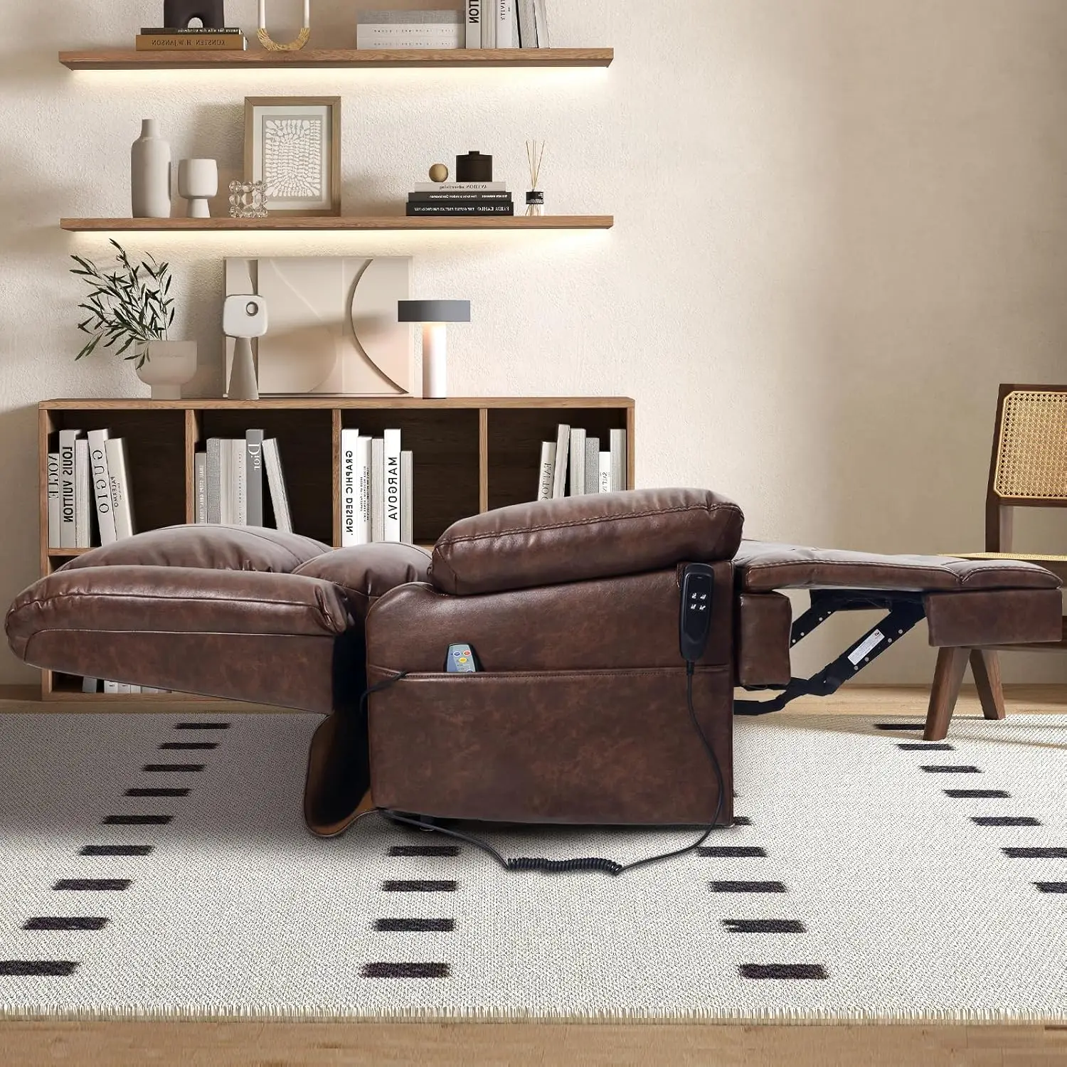 Sonsuz Pozisyon Çift Motorlu Güç Kaldırma Koltuğu Yaşlılar için Masaj ve Isıtma ile Düz Uyuyan Yatar Sandalye, USB Bağlantı Noktaları