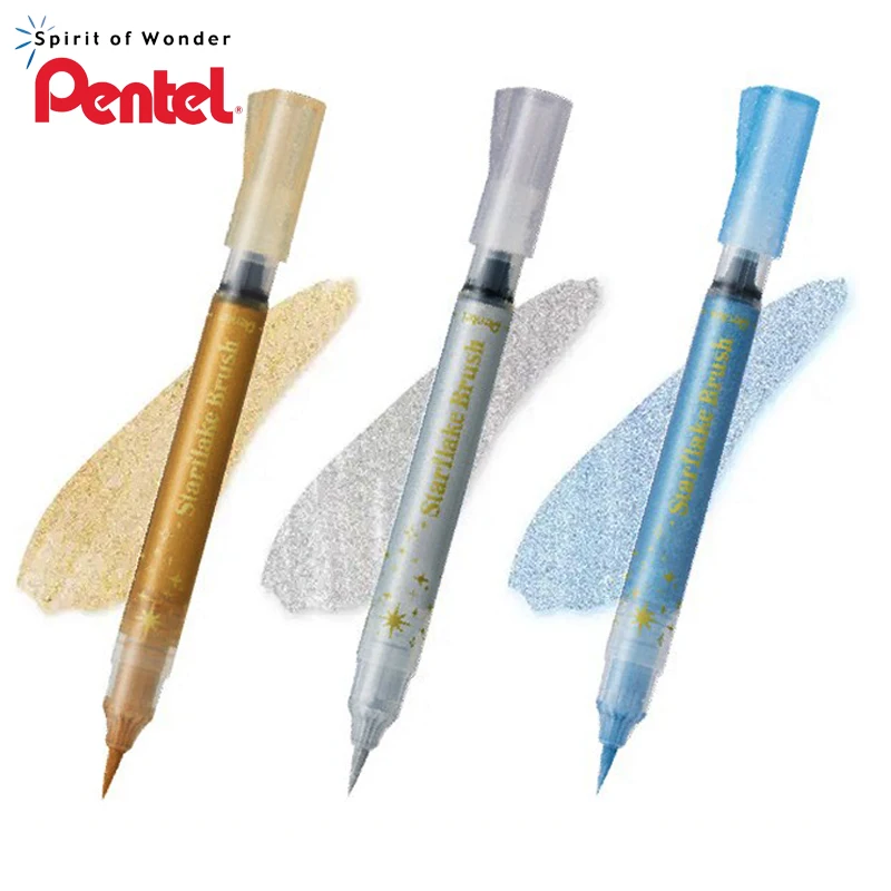 

1pcs Japan Pentel Starflakebrush Shining Brush Gold/Silver/Blue High Gloss Metallic Color Painting DIY Brightening Art Supplies