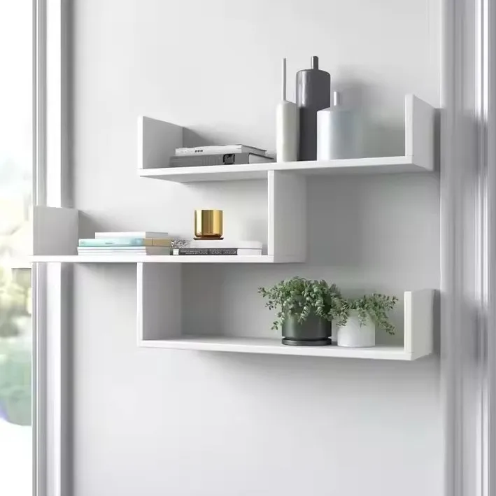 Wall shelf Wall storage shelf Multifunctional laminate Living room wall Bedroom bedside display rack One board