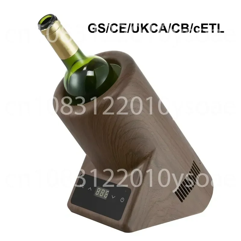 Portable Bottled Wine Cooler with Wood Colored Case
