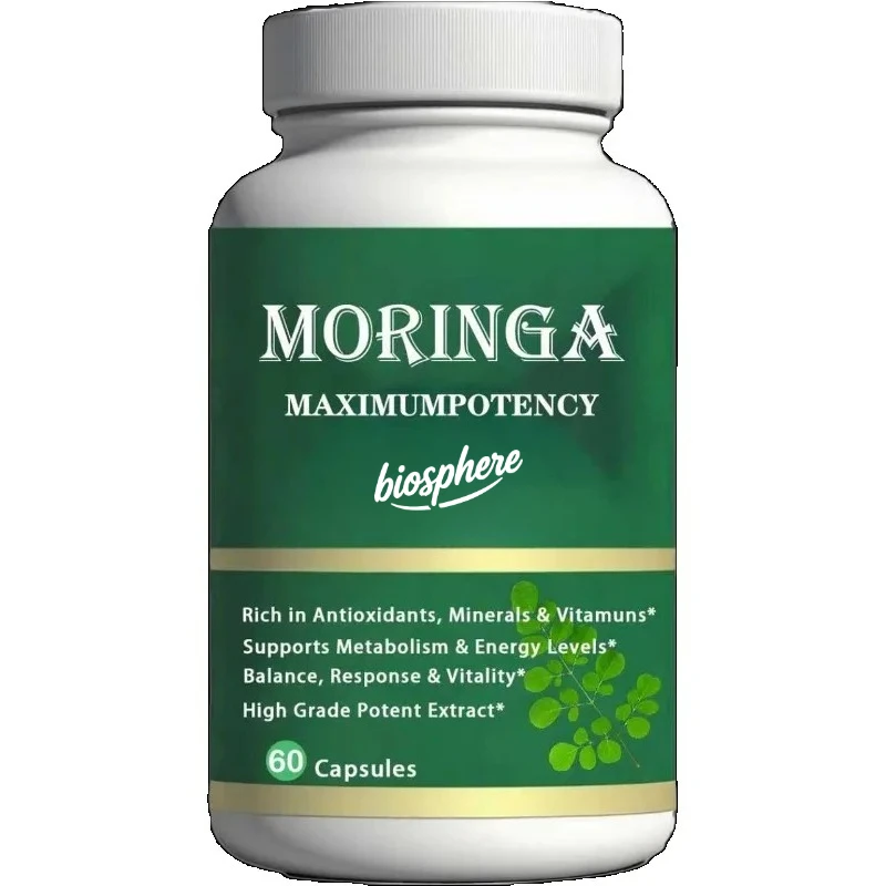 Moringa Capsules - Pure Moringa Powder - Immune and Gut Health Support, Natural Green Superfood Supplement, 60 capsules
