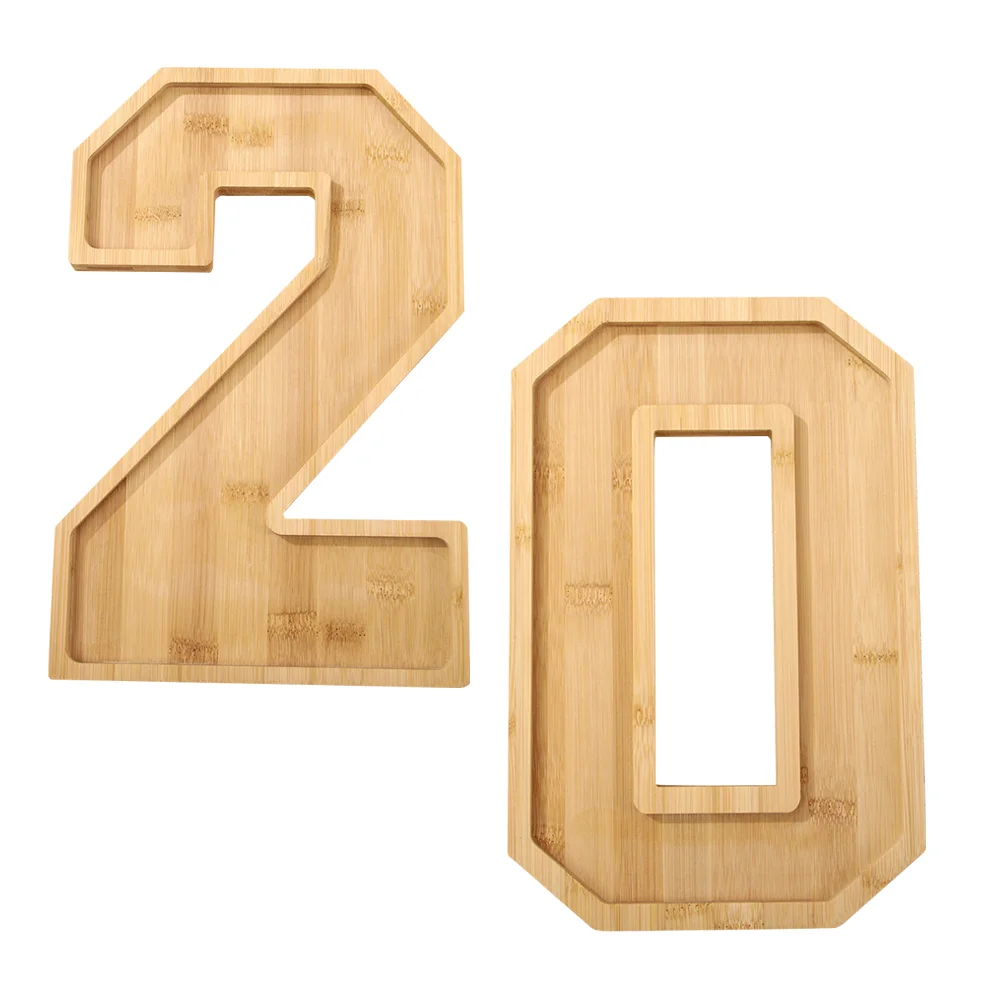 2 Pcs Birthday Number Tray Charcuterie Boards Wood Fillable Food Boxes Letter Cheese Platter Foof Baby Letters