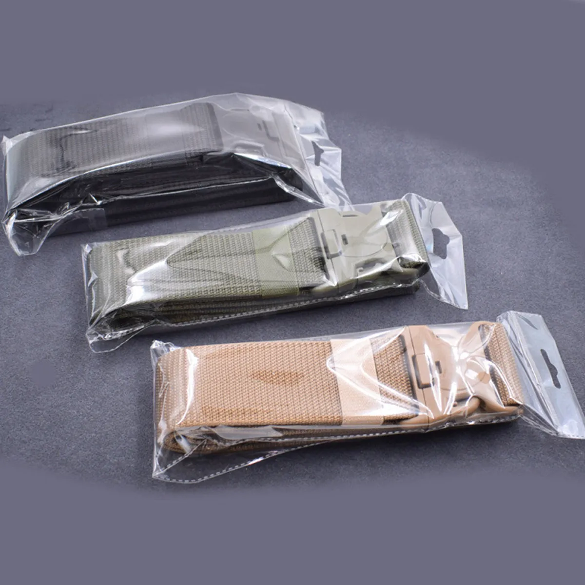 Tactical Belt Khaki Outdoor Belt Adjustable Quick Release Plastic Buckle Utility Strap No Holes Extended Length