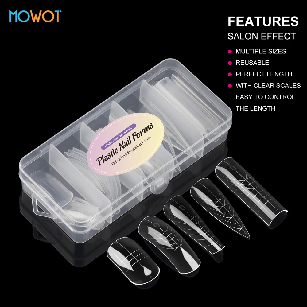 MOWOT غطاء كامل أشكال مزدوجة مجموعات قوالب الأظافر قابلة لإعادة الاستخدام الاكريليك بناء سريع هلام قالب أظافر صناعية نصائح تمديد أدوات مانيكير