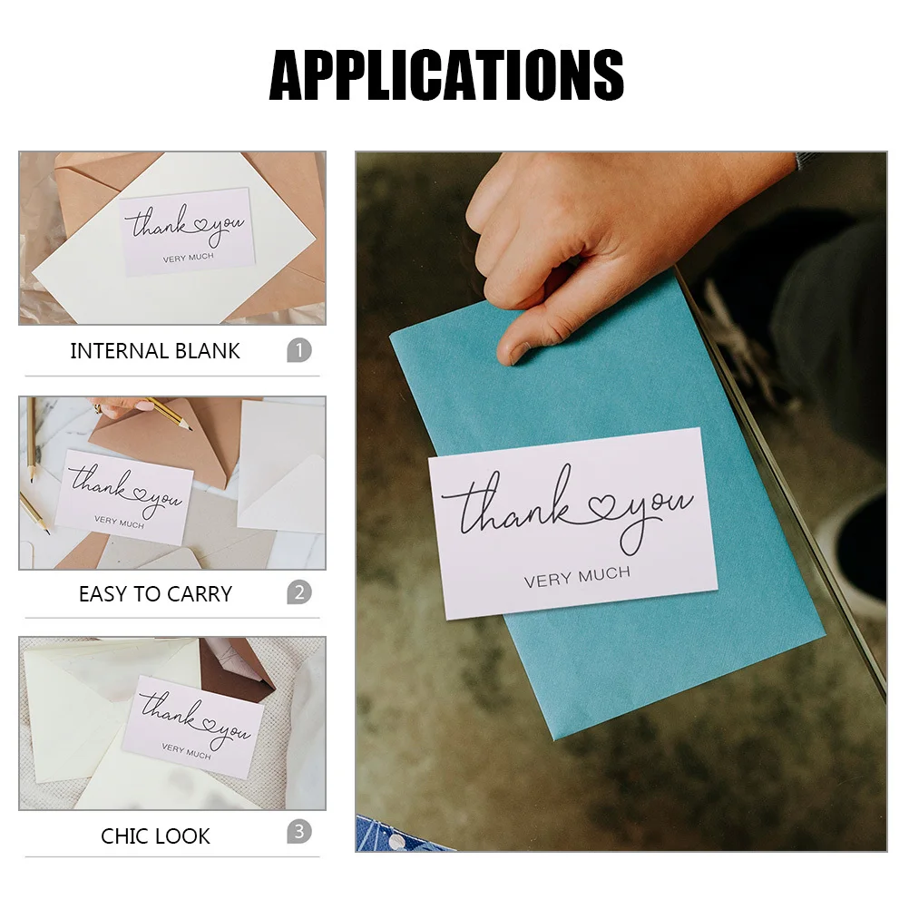 

100pcs Thank You Cards Elegant Simple Design For Business Appreciation Online Store Bakery Nail Salon Packaging Decorative Card