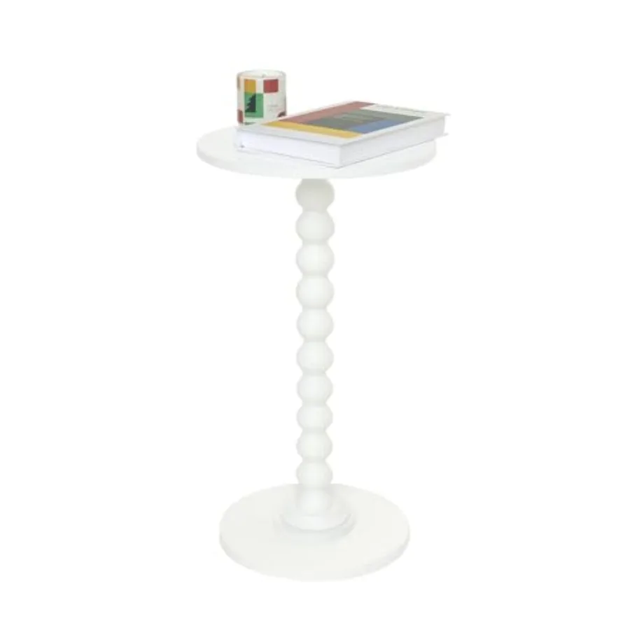 Round Side Table Small Drink Table for Small Spaces Modern Accent End Table Nightstand with Solid Wood Leg for Living Room Bedr
