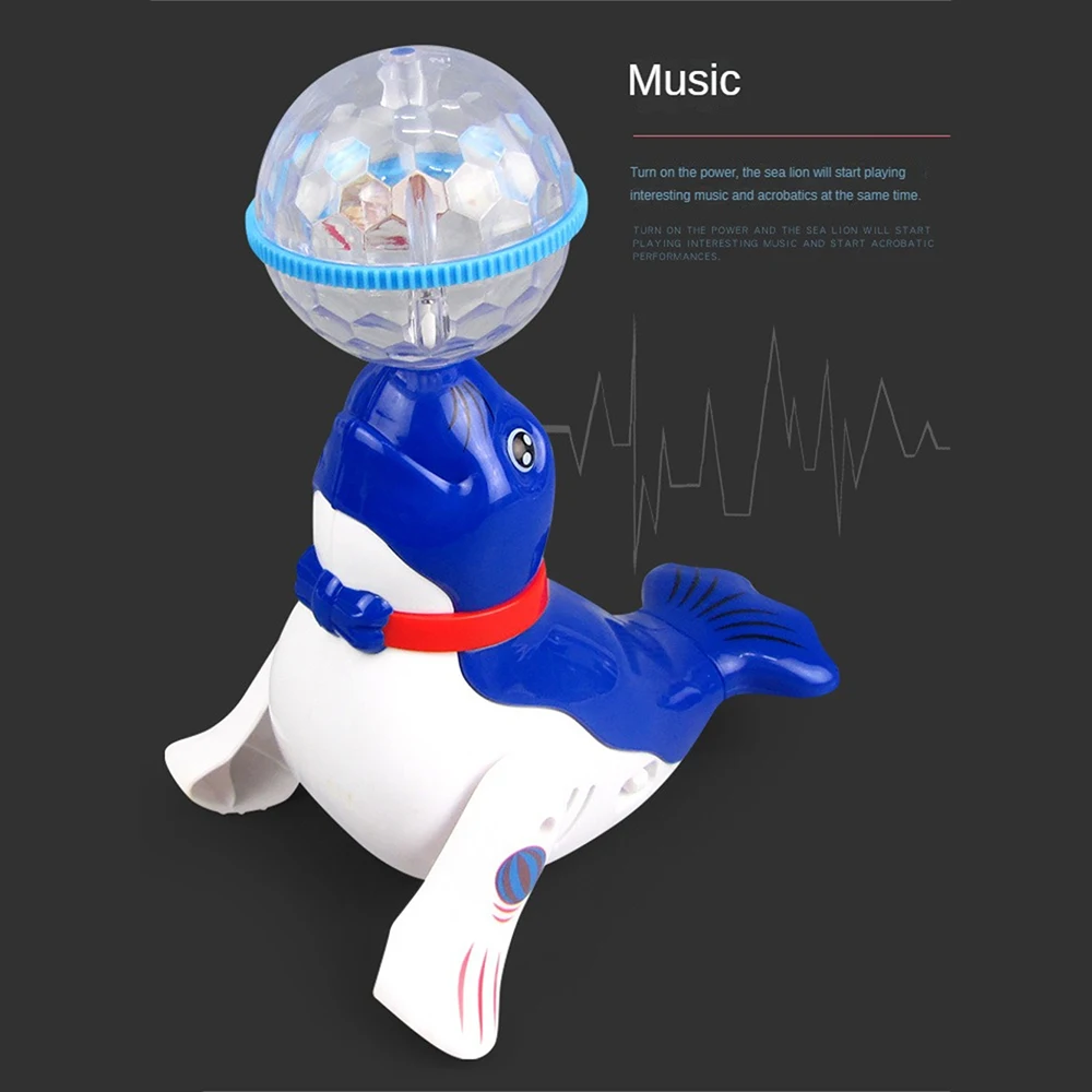 Rotary Music Little Sea Lion 360 Degree Rotation Eye-hand Coordination Light Effect Cute Shape Dynamic Music Electric Toys