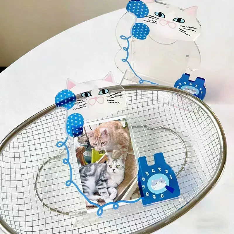 1Pcs Cute Kitten Acrylic Photo Display Collection Frame 3-inch Pet Photo Frame Creative Desktop Decoration Ornaments