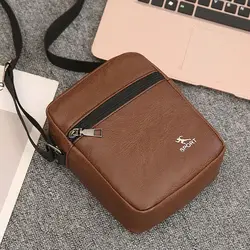 Men PU Leather Crossbody Messenger Bag Office Worker Sling Shoulder Bags Travel Brown Handbags Small Totes