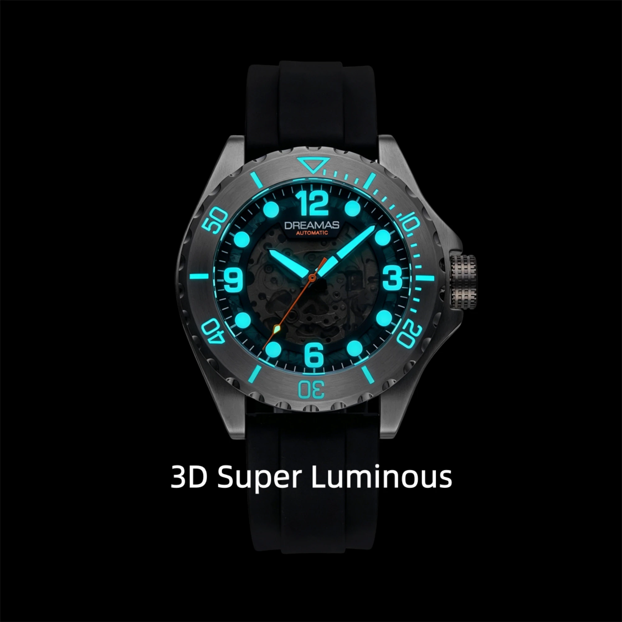 DREAMAS 1000M Taucheruhr mit Titanlegierungsgehäuse, Japanischem Uhrwerk, Kohlefaser-Skelettzifferblatt und 3D-Leuchtfunktion – Detail 8