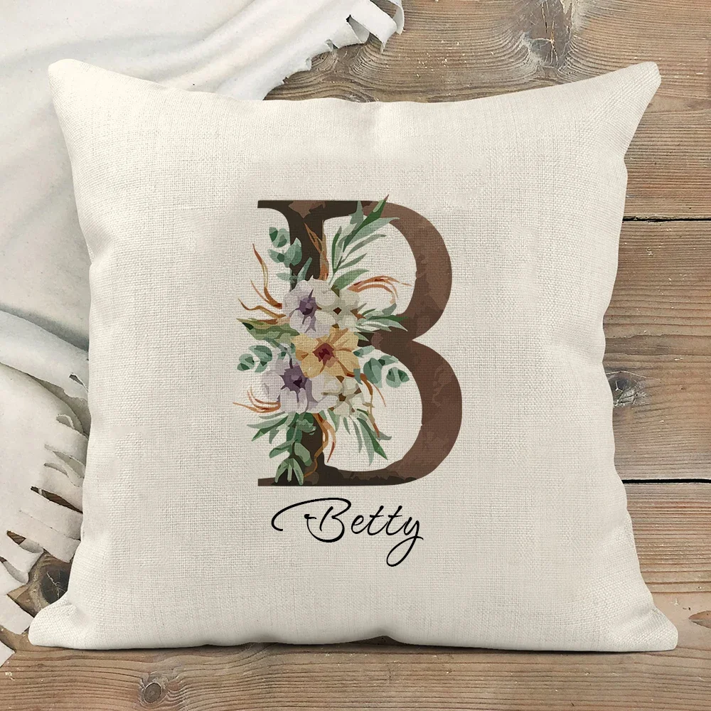 Custom Initials Pillow Cover Retro Country Syle Throw Pillowcase Sofa Square Pillow Cover Decorative Party Gift Cushion Cover