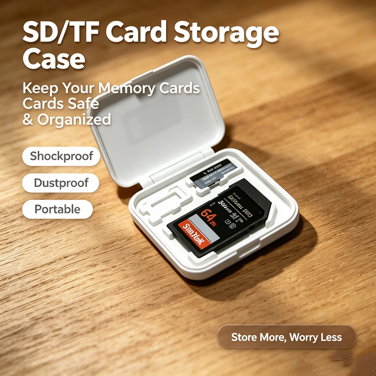 Compact Digital Memory Card Storage Box with Snap Closure, Anti-Loss, Waterproof, Dustproof, for Dslr and Mirrorless Photography Travel, Sd Card, Tf Card Sorting and Organizing Portable Storage Accessory Box