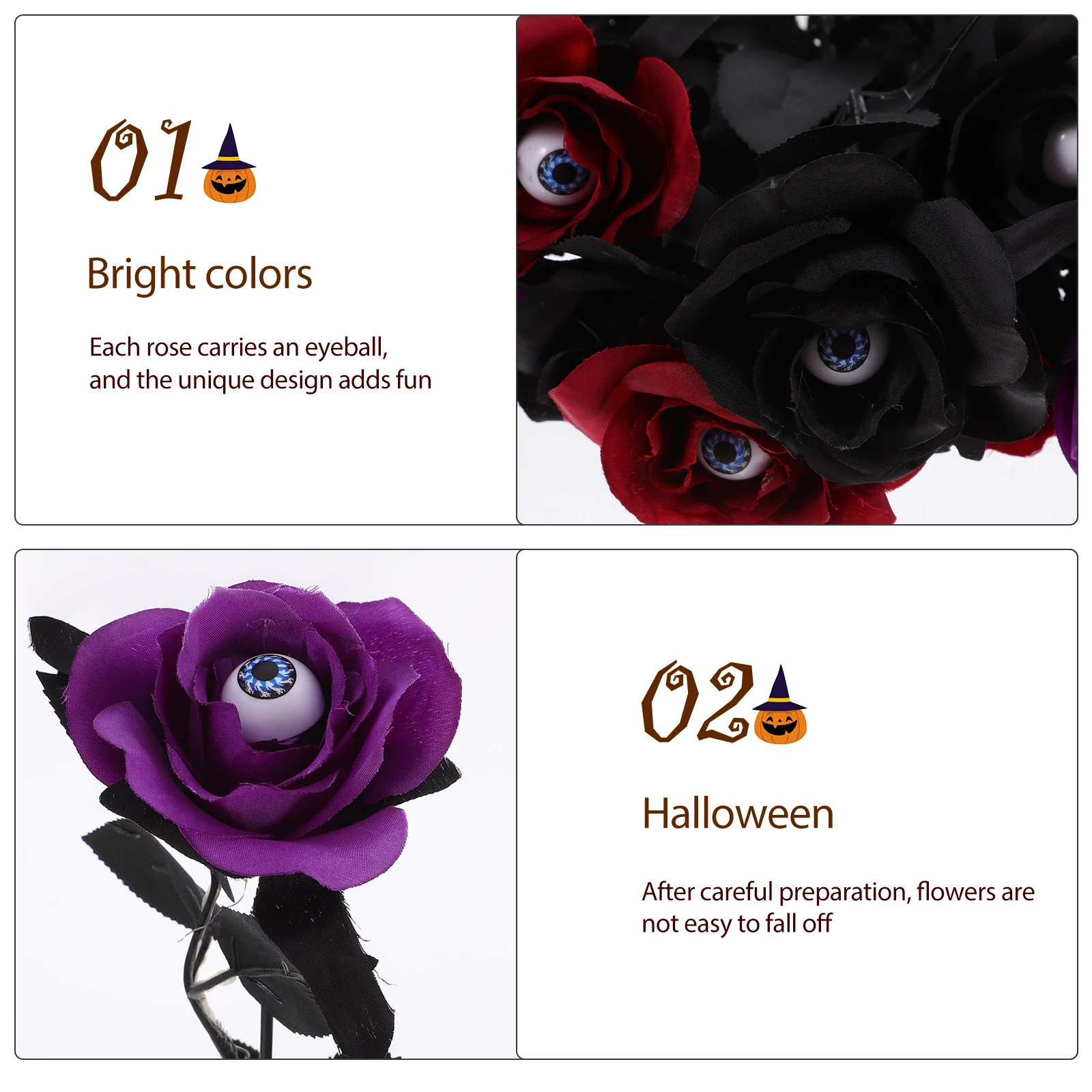 

12 Pcs Artificial Flower Decoration Halloween Simulation Rose Faux Fake Flowers Roses Silk