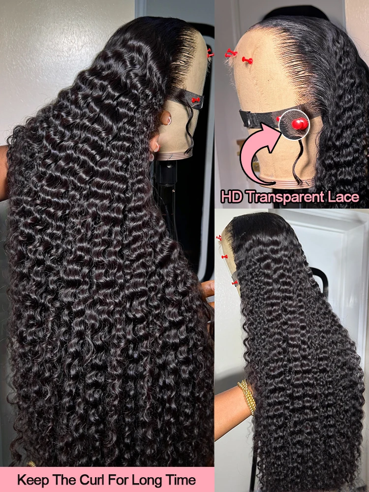 40 46-дюймовые бесклеевые парики с глубокими волнами, человеческие волосы 13x6 HD, кружевной передний парик, вьющиеся 13x4, кружевные фронтальные парики, волнистый парик для женщин