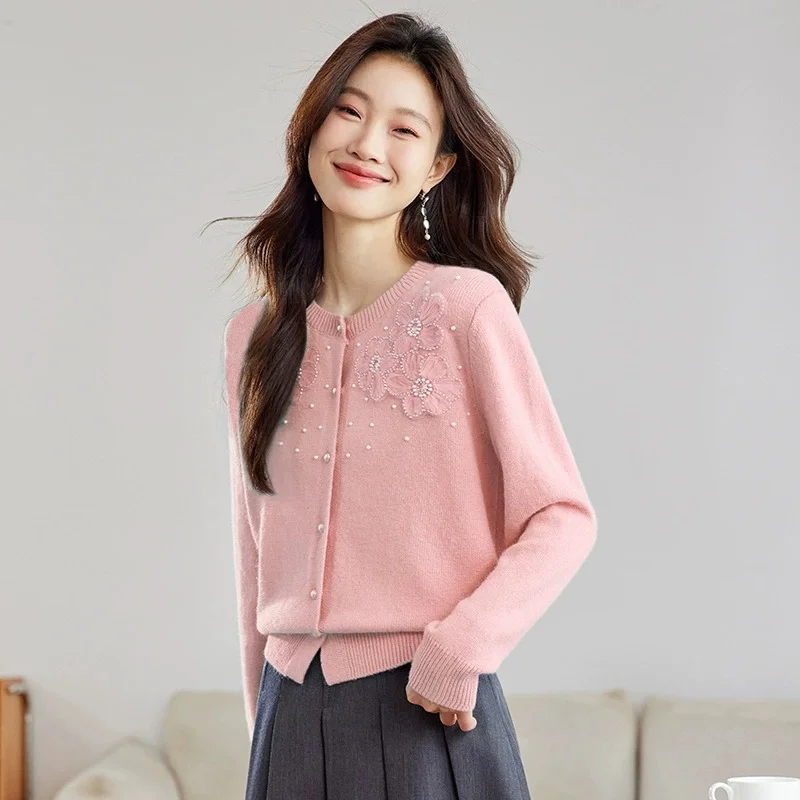 

Knitted Cardigan Women 2025 New Spring Autumn Loose Wearing Foreign Style Short Sweater Coat Ladies Long Sleeved Cardigan Top
