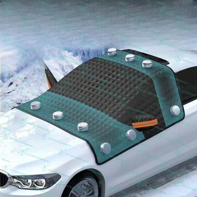 Car snow block front windshield snow cover sun block snow frost antifreeze winter windshield car coat half cover view 5