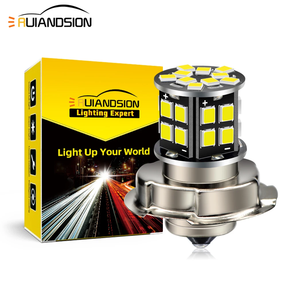 

RUIANDSION P26S LED Motorcycle Headlight Bulb Motobike Head Lamp Moto Light 30smd 2835 Scooter 600LM 6500K AC 10-80V