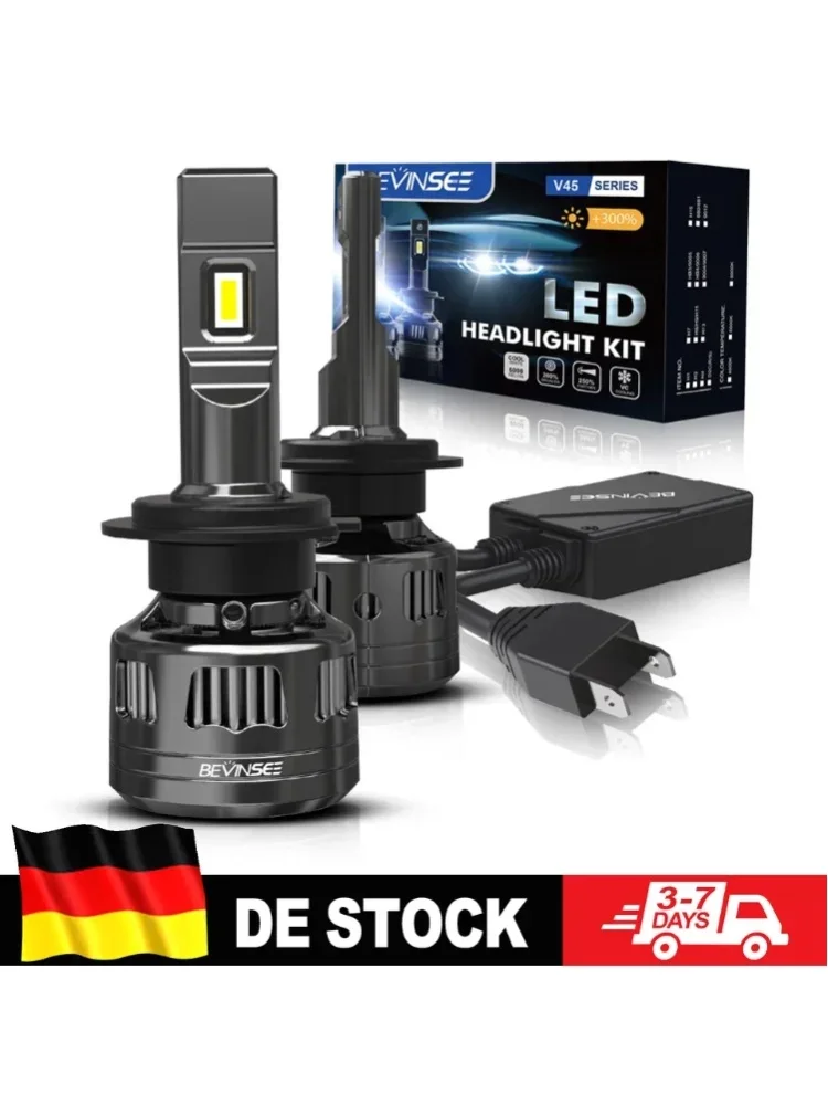 BEVINSEE H7 H4 H1 9012 HIR2 LED Auto-Scheinwerferlampen CANBUS H11 H8 H9 9005 HB3 9006 HB4 LED Auto-Nebelscheinwerfer 120W 22000LM Hochleistungs-Superhelle 6000K Turbofan 12V