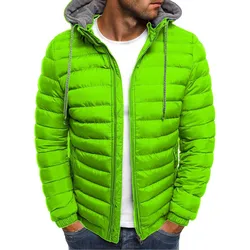 Casacos masculinos jaqueta de inverno parkas casual sólido com capuz parka leve acolchoado jaquetas manga longa quente zíper windbreak casaco 3xl