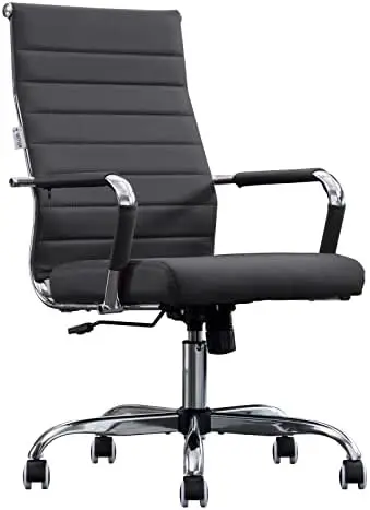 Home Office Chair Ribbed, Modern Leather Conference Room Chairs, Ergonomic Office Desk Chair, High Back Executive
