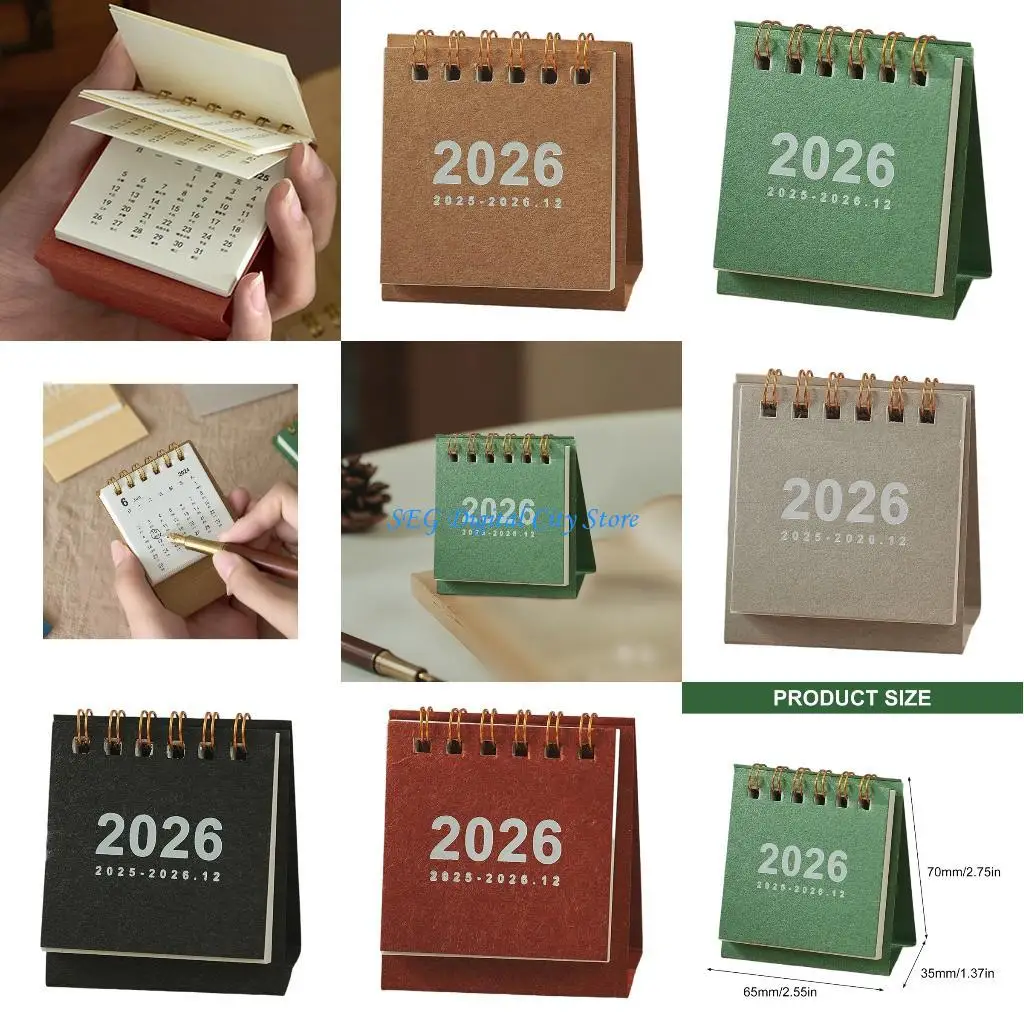

U75B Portable 2026 Desktop Calendar 19 Month Runs from Jun 2025 to Dec 2026 Small Tabletop Calendar Planner for Office Home