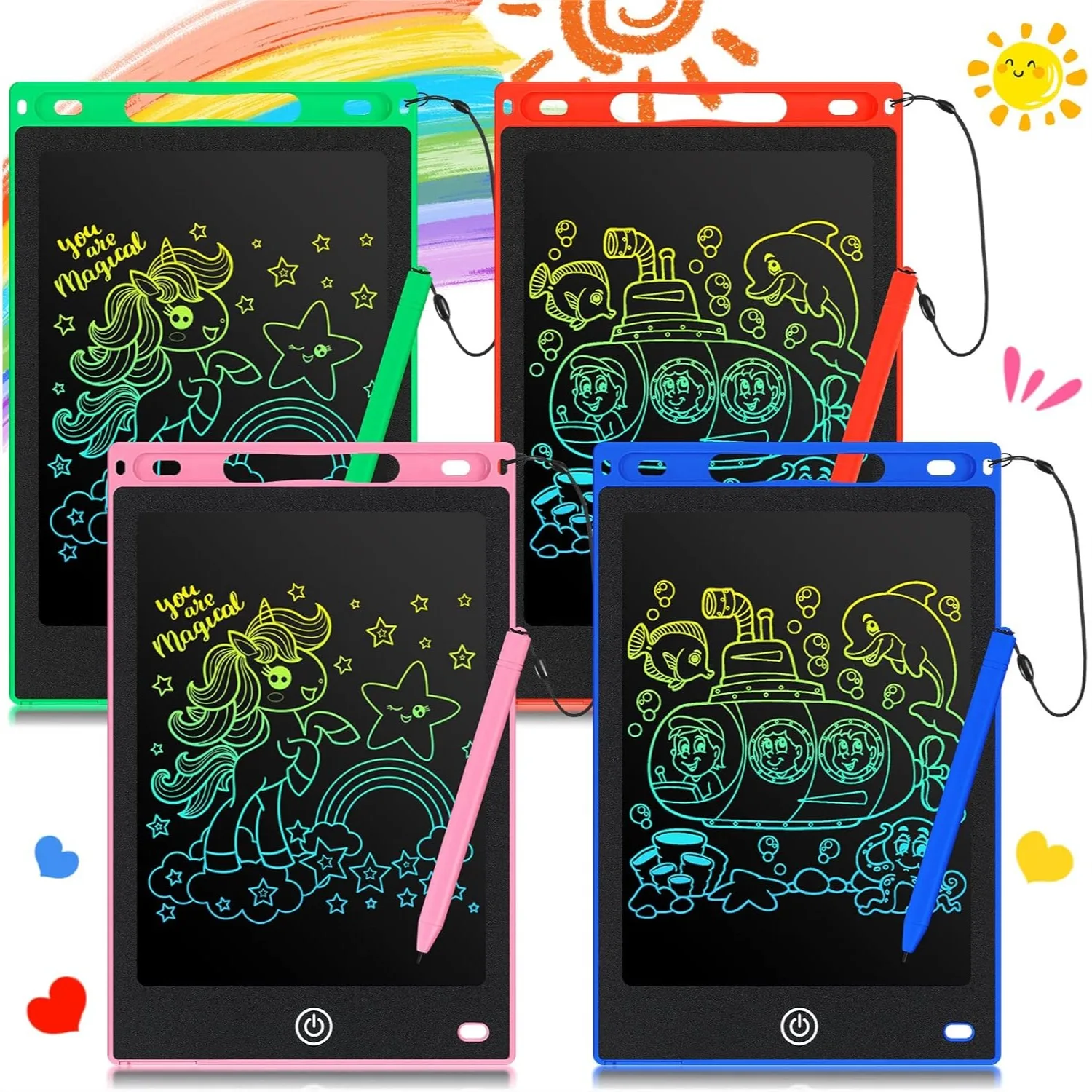 

4 Pack LCD Writing Tablet 8.5 Inch Doodle Board for Kids with Stylus, Colorful Screen Drawing Pad for Travel and School (Blue