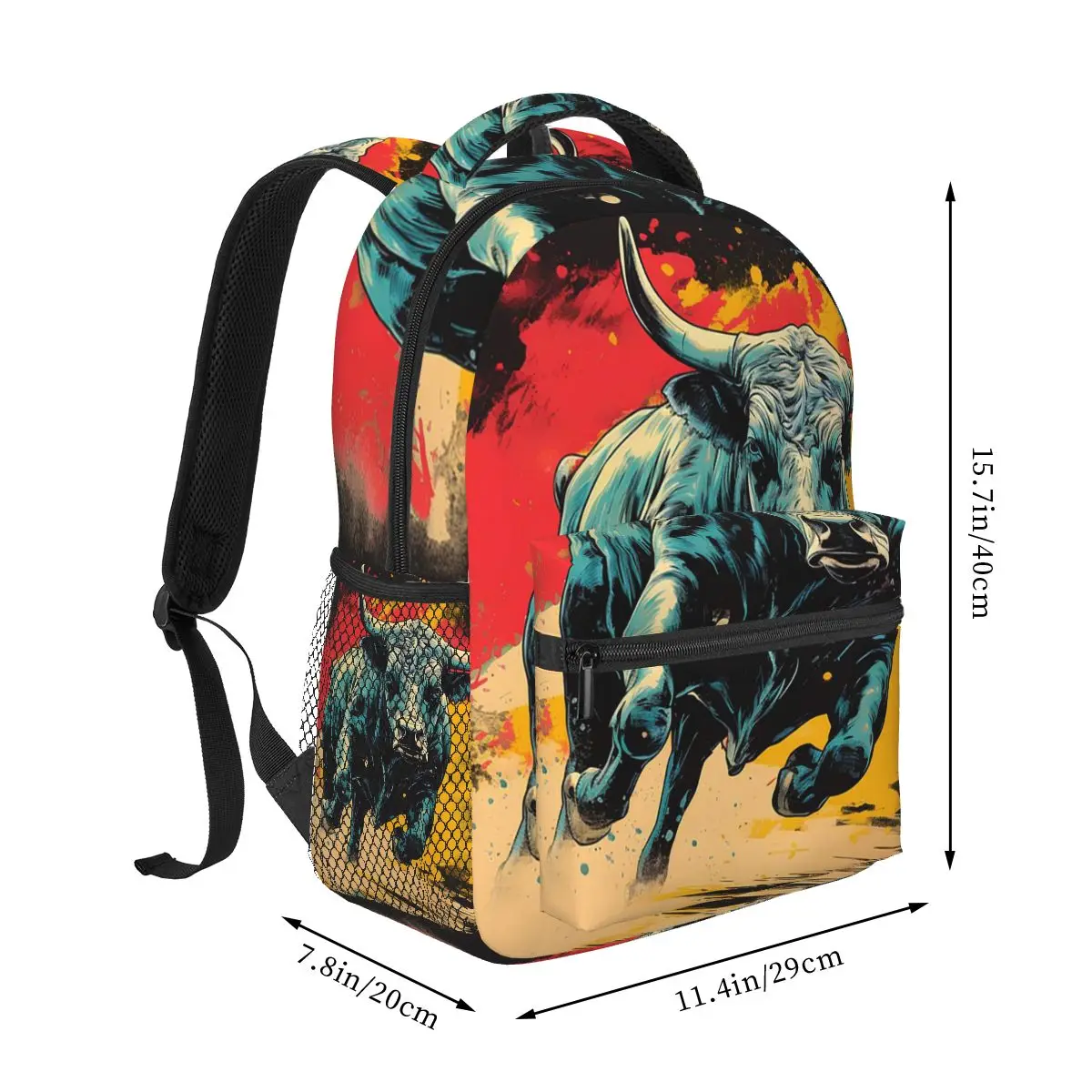 Bull Are Running On The Field Student Backpack School Bag Hiking Travel Daypack for Men Women Fashion Bookbag Shoulder Bags