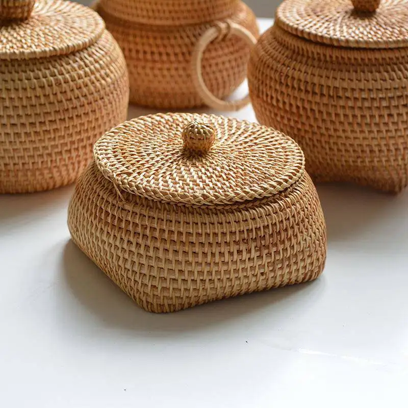 

Modern round Top Covered Storage Box Coffee Table Accessories Organizer Tray Remote Control Holder Vietnamese Simple Style