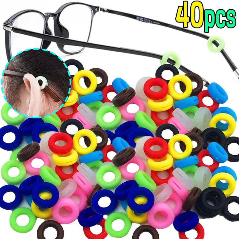 40pcs Silicone Mini Glasses Anti Slip Round Ear Fastener Eyeglass Invisible Grip Temple Tip Holder Spectacle Eyewear Frame