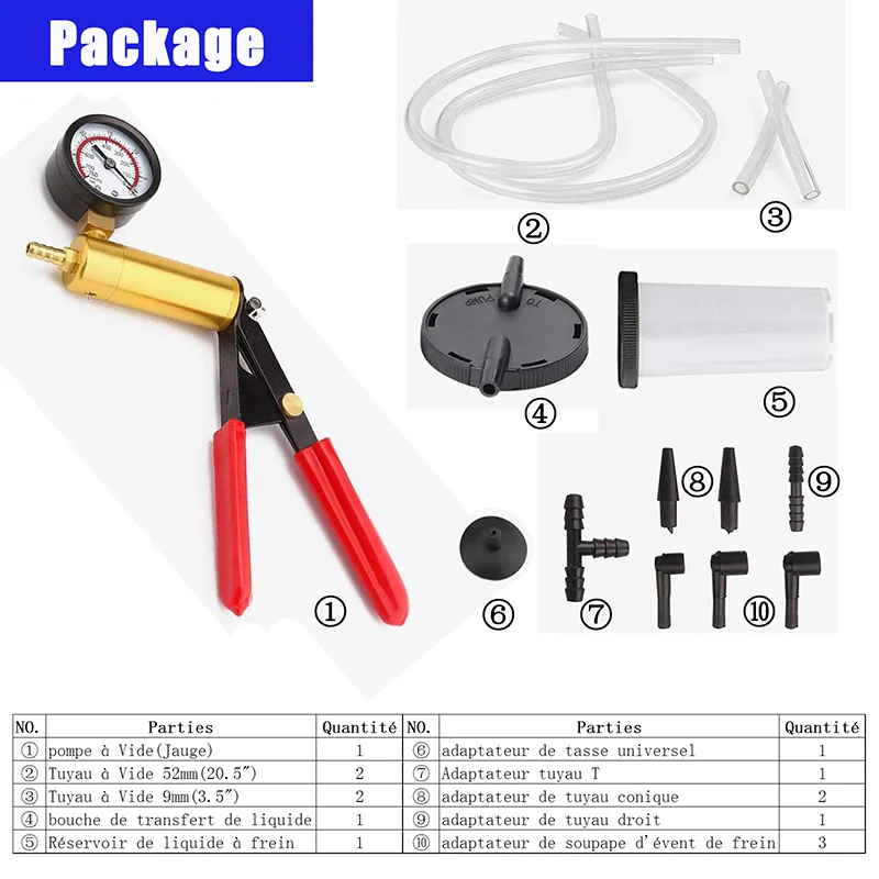 Auto HandHeld Vacuum Pistol Pump Brake Tester Brake Clutch Fluid Power Bleeding Tool Set with Adapters for Auto Car Tester Kit