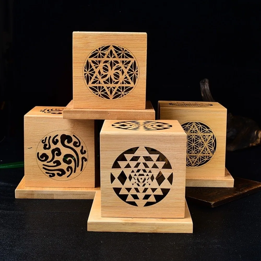 

Multi-function Bamboo Incense Burner Hollow Out Anti-Scald Sage Incense Box with Cover Mosquito Incense Rack Study