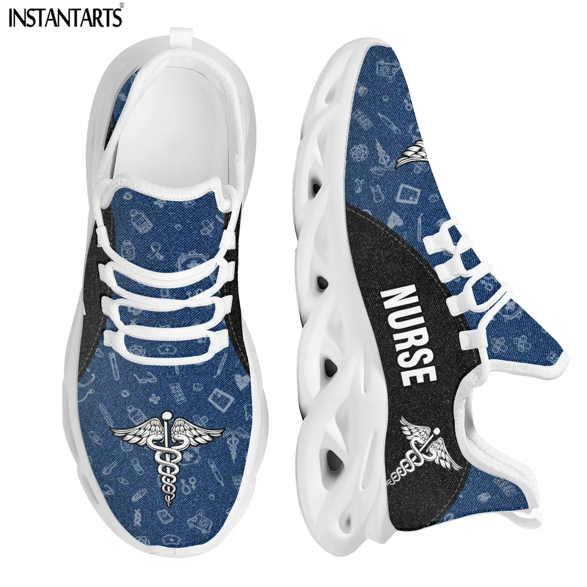 Cute Nurse Cat Pattern Female Shoes Casual Sneakers Brand Design Lace-up Walking Male Medical Student Flats Footwear - view 5