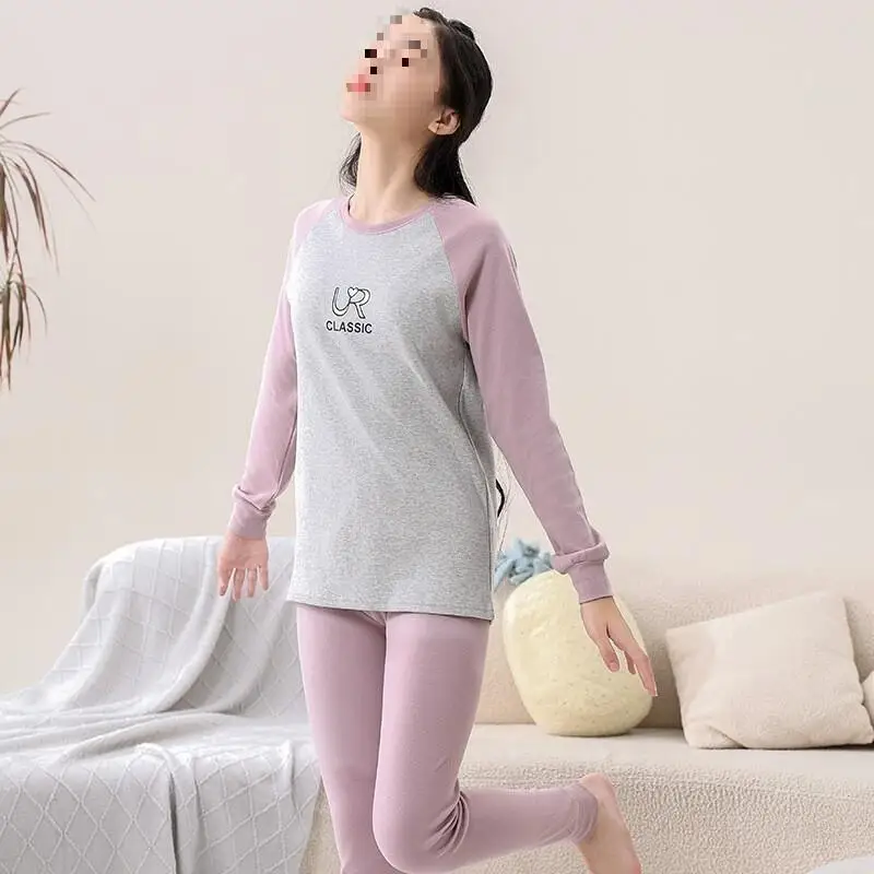 الخريف السراويل منتصف العمر الأطفال ملابس المنزل الفتيات القطن الخالص الشتاء الطالبات ملابس اخلية حرارية مجموعة الفتيات سنوسويت #3