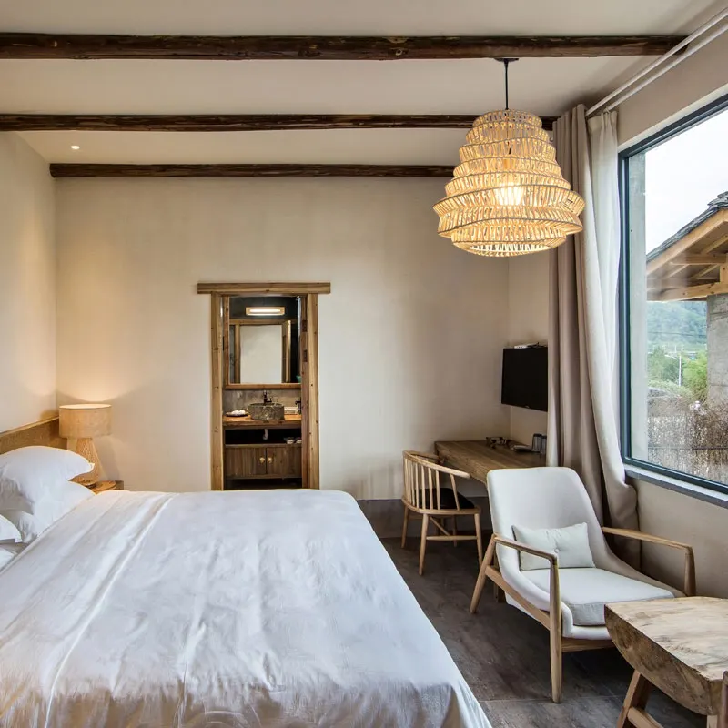 Southeast Asia Creative Rattan Chandelier Handicraft Lamp Design Natural Style Kitchen Island Pendant Lamps Living Room Decor