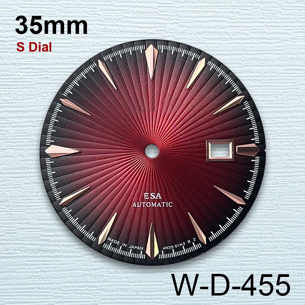 35mm S Logo Cocktail Dial Fit NH35 Japanese Movement Red High-Quality Dial Watch Modification Accessories