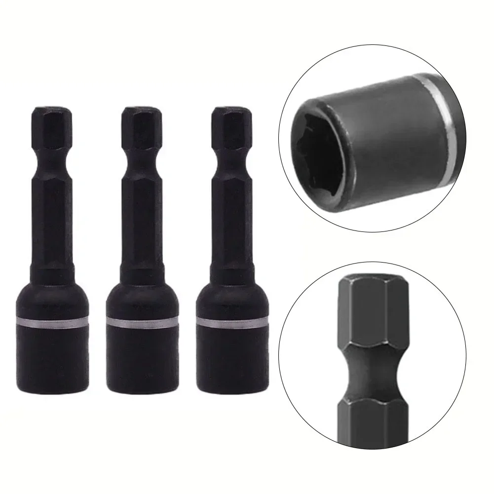 3Pcs Hex Socket 8mm Hex Driver Adapter Magnetic Head Extension Adapter For Electric Drill Wrench Sleeve Nuts Removal Power Tool