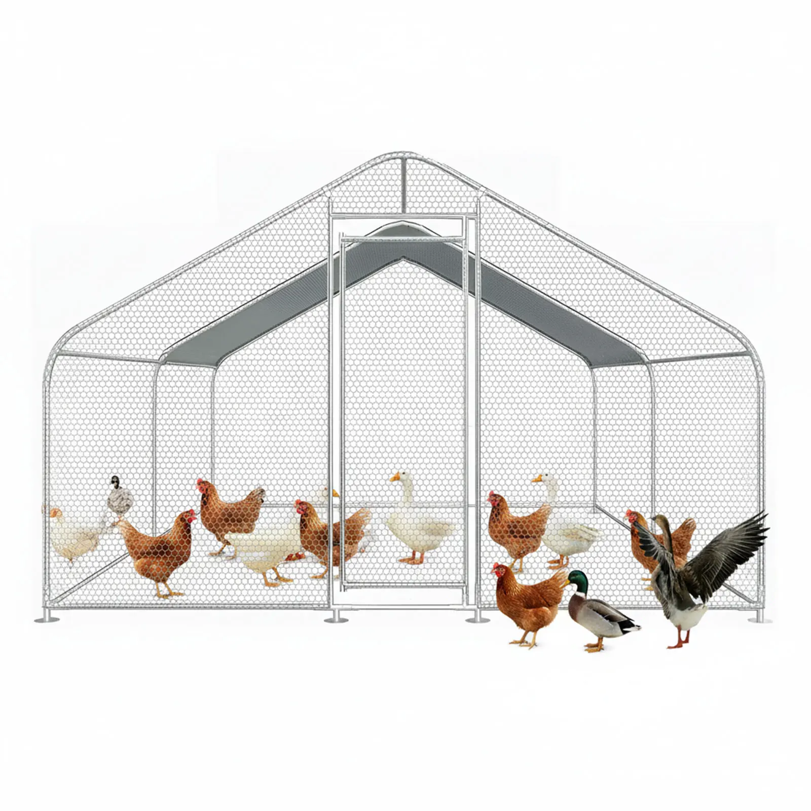 

9.84x13.12x6.56FT Chicken Playpen Enclosure with Cover Walk-in Poultry Cage Spire Shaped for Outdoor and Yard Farm Use