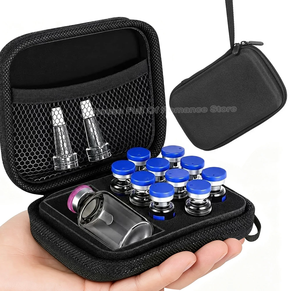 Peptide Vial Case for Fridge Storage Insulin Bottle Portable Organizer Holds with Shock Absorbing Sponge Hard Shell Travel Case