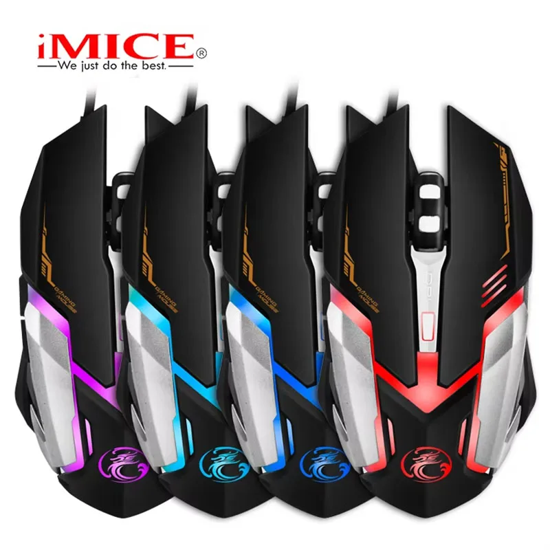 

iMICE V6 Sports LED Luminous Backlit Wired Mouse USB 3600DPI Wired For Desktop Laptop Mute Office Computer Gaming Mouse