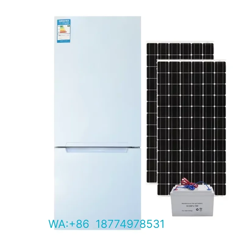 for 12/24/110/240V 338L AC/DC Compressor Solar Refrigerator With Panel and Battery Solar Standing Fridge With Complete