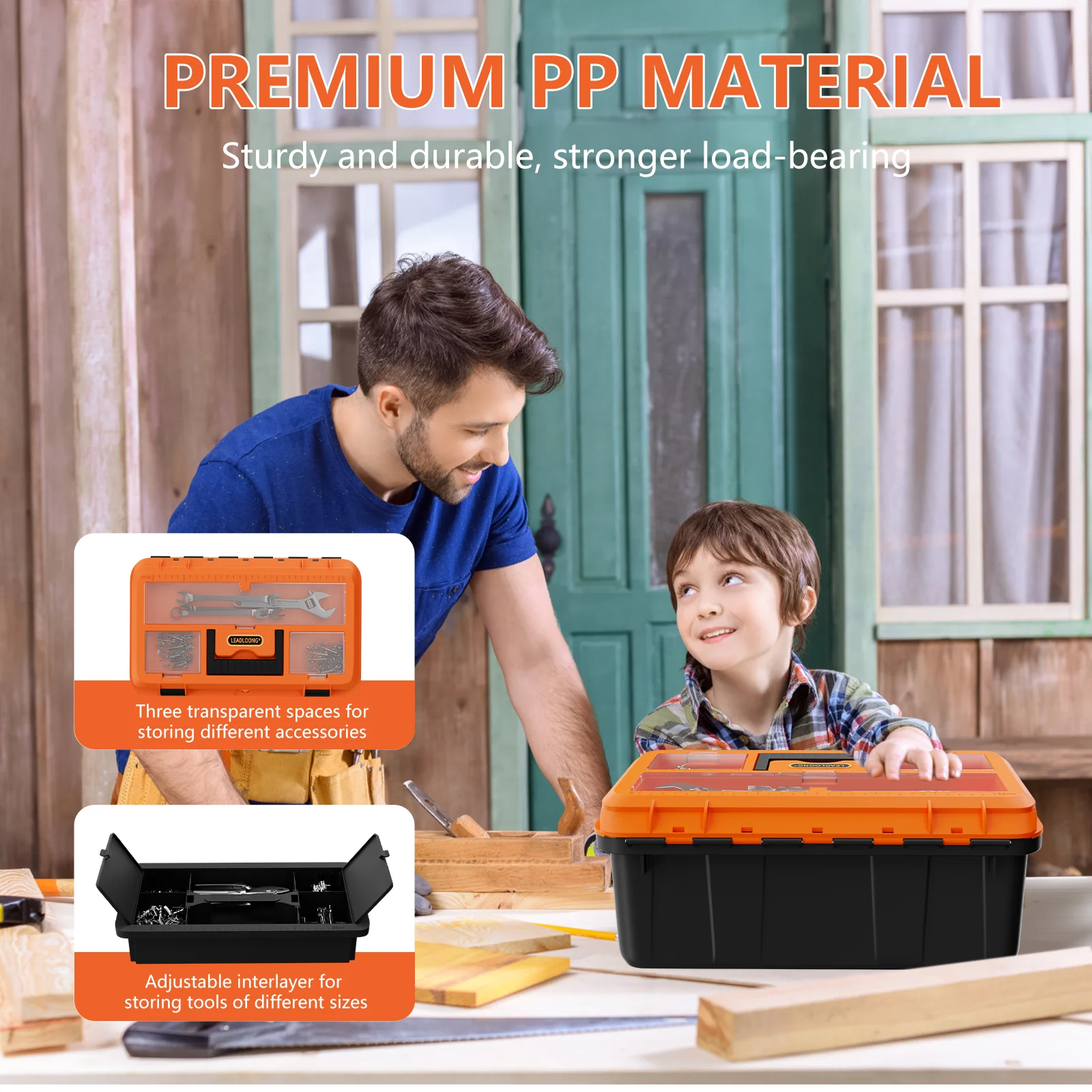 15 Inch Multifunctional Plastic Tool Storage Box Durable Portable Double-layer Tools Storage Box Hardware Electrician Decoration