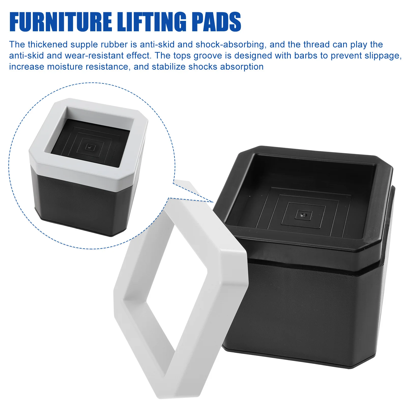 

4Pcs Heavy Duty Furniture Foot Riser Anti-Slip Bed Risers Sofa Heightening Pads Table Frame Lifts Plastic Protect Floors