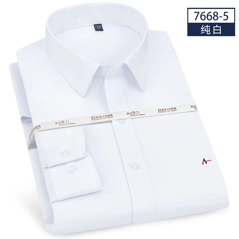 Camisas de seda elásticas resistentes a las arrugas para hombre, camisa de manga larga ajustada para negocios, novedad de 2022