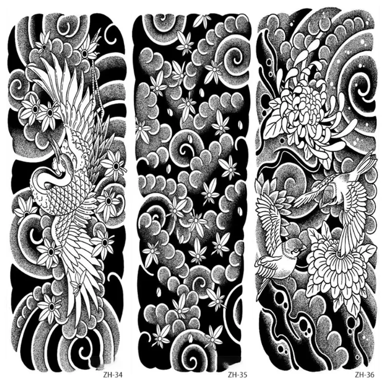 الذراع الطويلة لصاقات وشم عصير الأعشاب كامل الذراع الوشم الشارات نقل الوشم زينة هيئة الفن الوشم المؤقت الفن