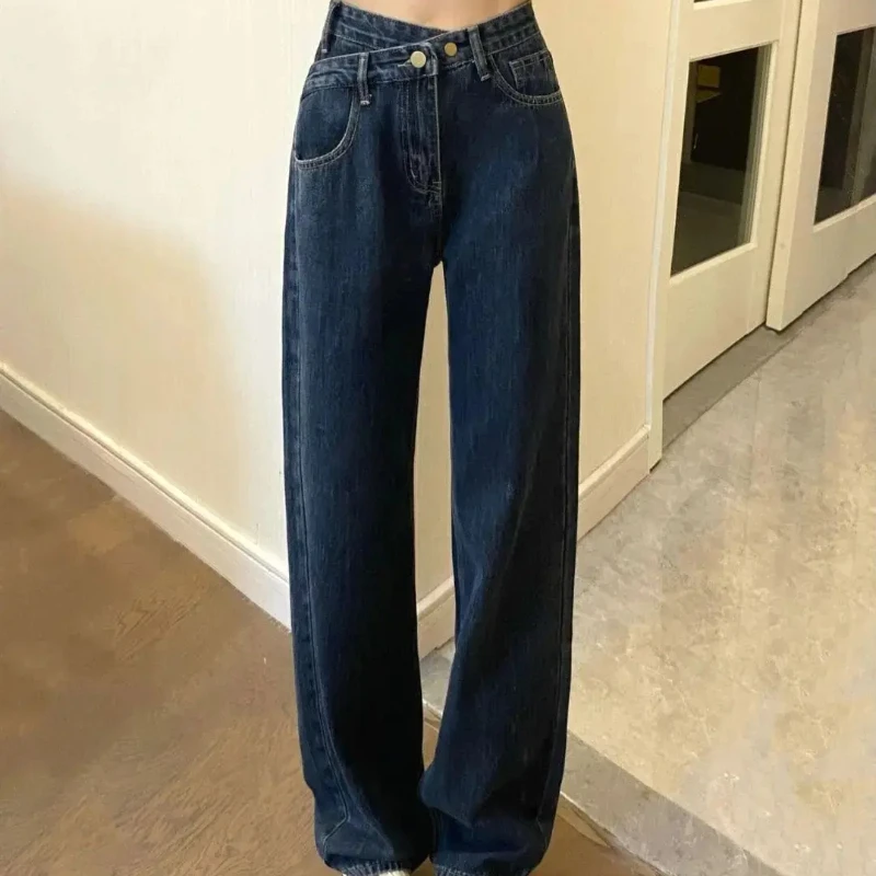 

Прямые брюки из Южной Кореи для женщин с карманами Женские джинсы Яркая свободная одежда Emo New In R Брюки A Брюки