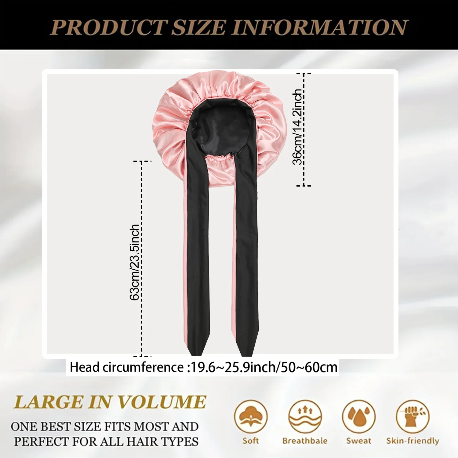 Reversible Faux Satin Sleep Cap, Suitable for Women's Sleep use - Double-Layer and colorful satin sleep cap, adjustable hair cap