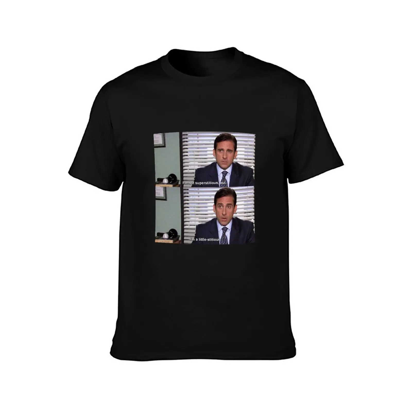 Michael Scott-i'm not superstitious but I'm a little stitious T-Shirt Novelty Graphic Tee Shirt T-Shirt